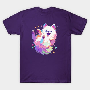 Happy fluffy pomeranian with vivid colors T-Shirt